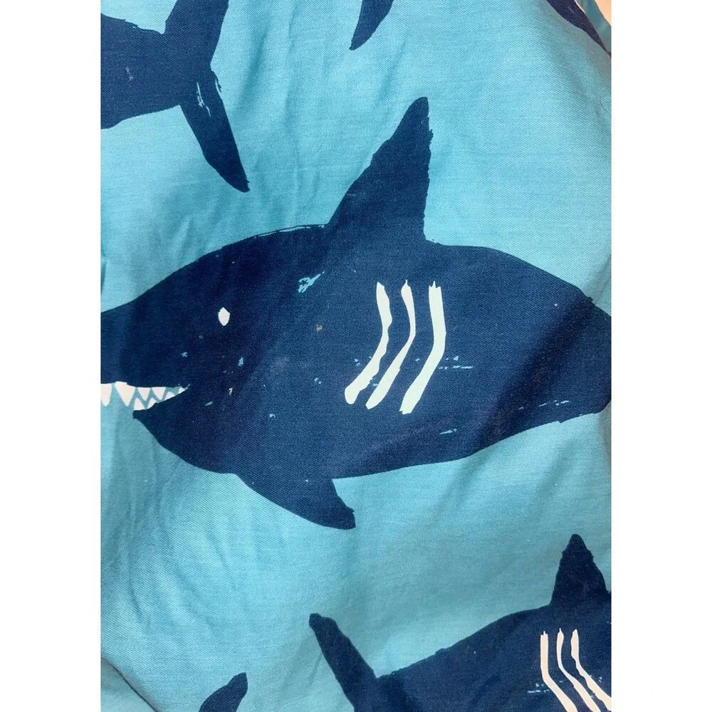 Pillowfort Blue Kids Shower Curtain Fabric Bathroom Sharks Shark Ocean Sea Beach